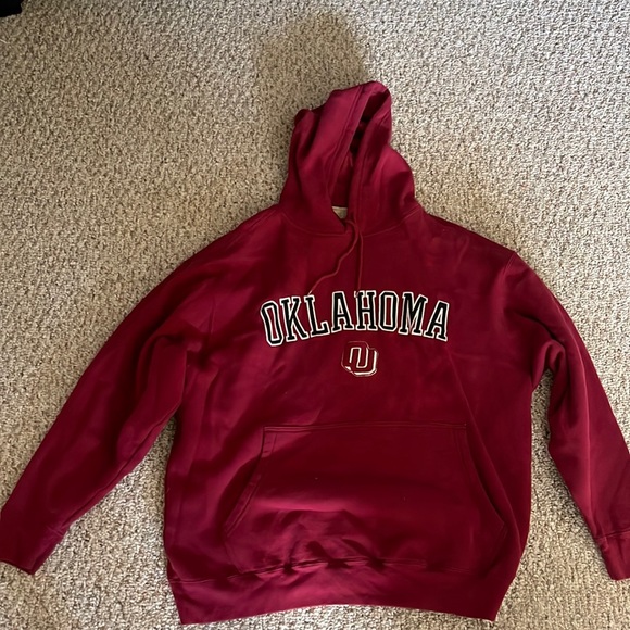 Maroon Large Russel Athletics Oklahoma University Hoodie - Picture 1 of 4